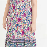 Emily Bohemian V-Neck Dress In White Floral