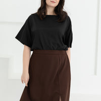 Tyra A-Line Knee Length Skort In Brown