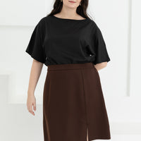 Tyra A-Line Knee Length Skort In Brown