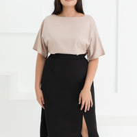 Deidre High Waisted Slit Midi Skirt In Black