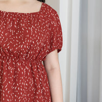 Meredith Puff Sleeves Ruched Top In Red