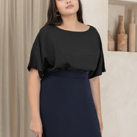 Tyra A-Line Knee Length Skort In Navy Blue