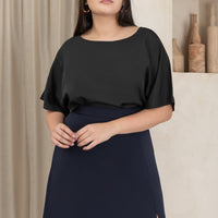 Tyra A-Line Knee Length Skort In Navy Blue