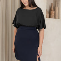 Tyra A-Line Knee Length Skort In Navy Blue
