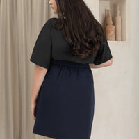 Tyra A-Line Knee Length Skort In Navy Blue