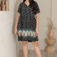 Anne Notched Neckline Dress In Black