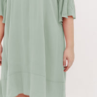 Lillian Trumpet Sleeve Dress In Powder Green