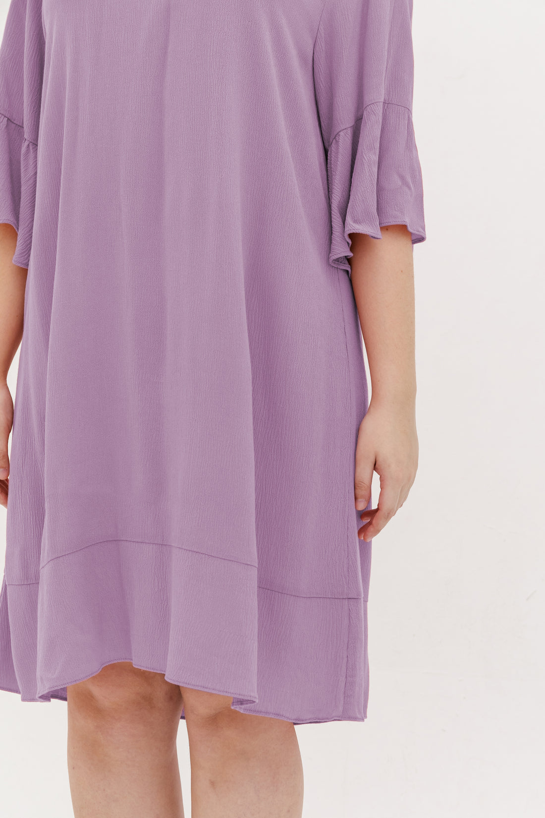 Lillian Trumpet Sleeve Dress In Mauve Purple