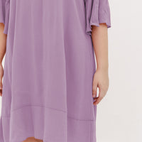 Lillian Trumpet Sleeve Dress In Mauve Purple
