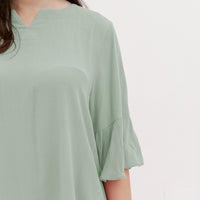 Lillian Trumpet Sleeve Dress In Powder Green