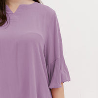 Lillian Trumpet Sleeve Dress In Mauve Purple