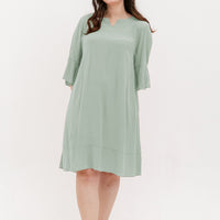 Lillian Trumpet Sleeve Dress In Powder Green