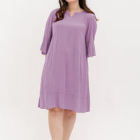 Lillian Trumpet Sleeve Dress In Mauve Purple