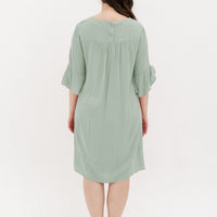 Lillian Trumpet Sleeve Dress In Powder Green