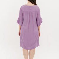Lillian Trumpet Sleeve Dress In Mauve Purple