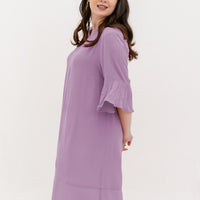 Lillian Trumpet Sleeve Dress In Mauve Purple