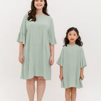 Lillian Trumpet Sleeve Dress In Powder Green