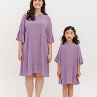 Lillian Trumpet Sleeve Dress In Mauve Purple