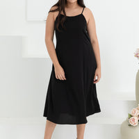 Alexandra Spaghetti Strap Midi Dress In Black