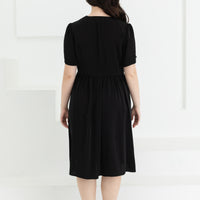 Jeanette Scalloped Neckline Dress In Black