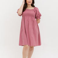 Shelley Smocked Dress In Mauve Pink