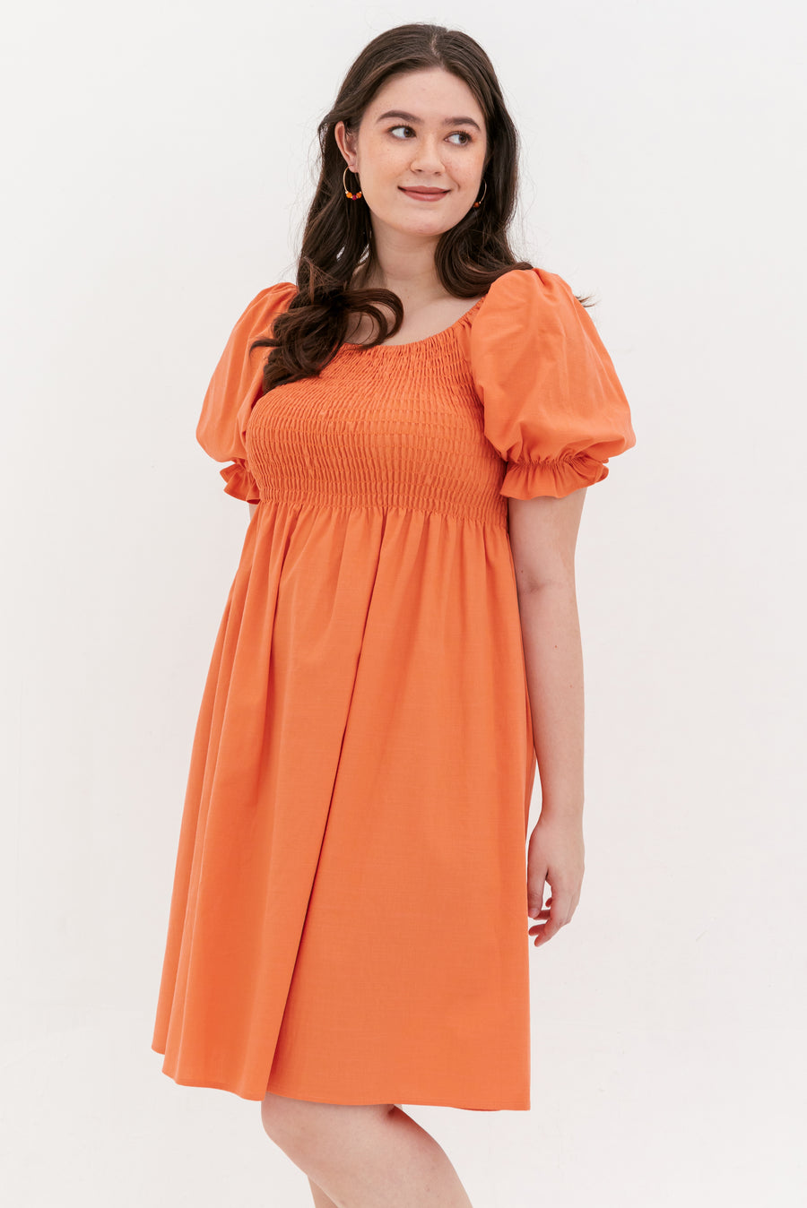 Shelley Smocked Dress In Sweet Orange