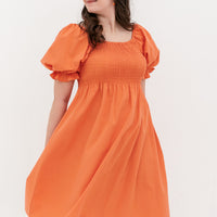 Shelley Smocked Dress In Sweet Orange