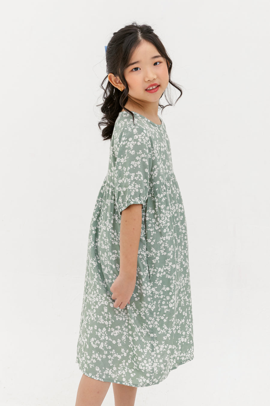 Briella Babydoll Dress In Green Floral