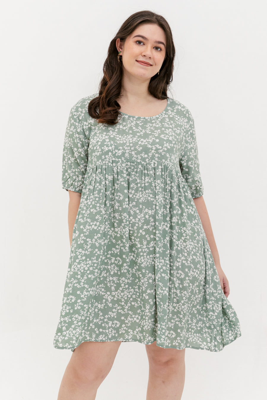 Blair Babydoll Dress In Green Floral