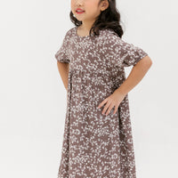 Briella Babydoll Dress In Brown Floral