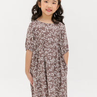 Briella Babydoll Dress In Brown Floral