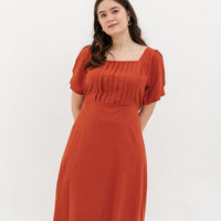 Georgia Pleated Dress In Vermillion