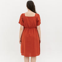 Georgia Pleated Dress In Vermillion