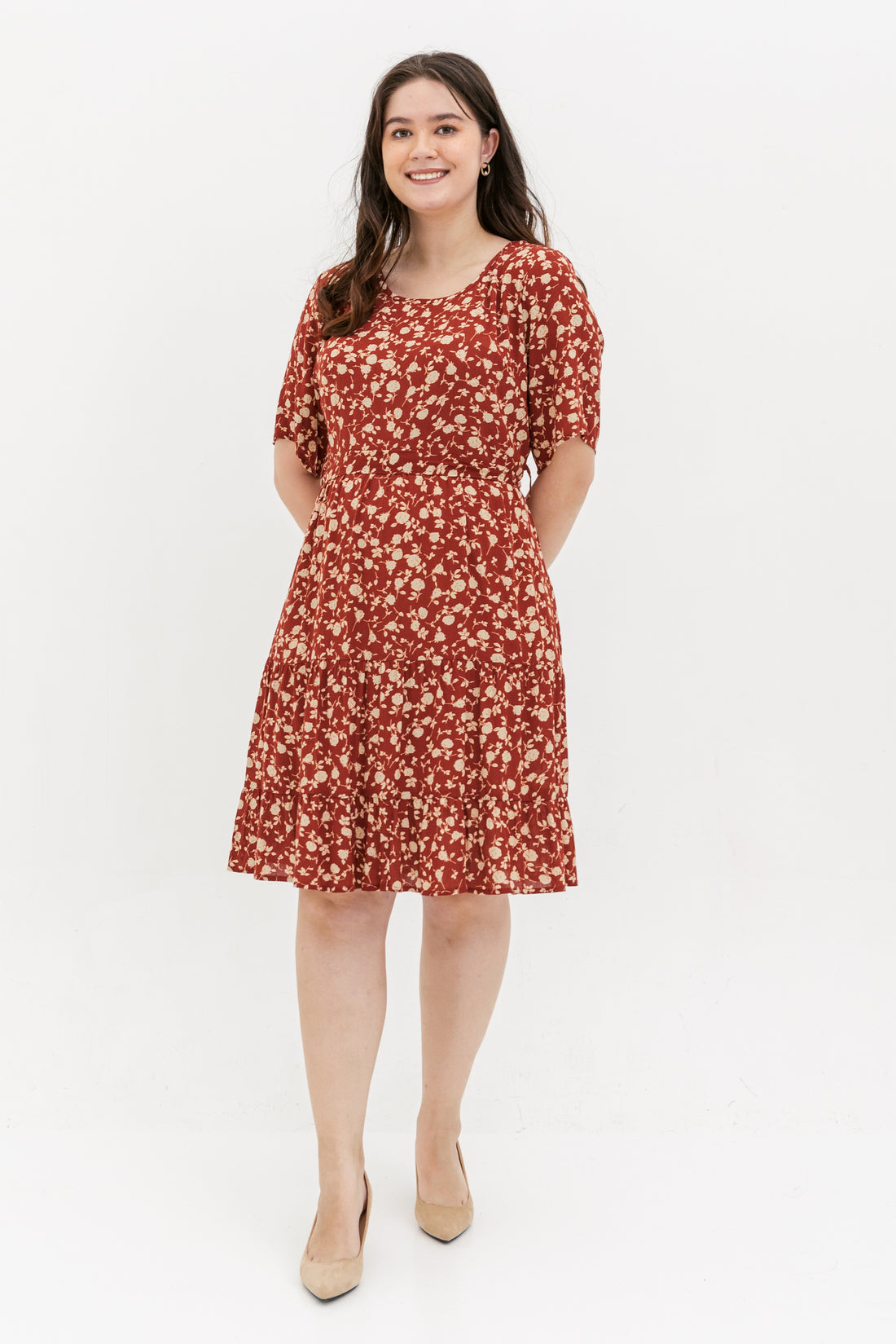 Odelia Floral Dress In Red