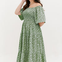 Flora Smocked Maxi Dress In Green