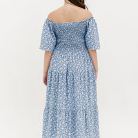 Flora Smocked Maxi Dress In Blue