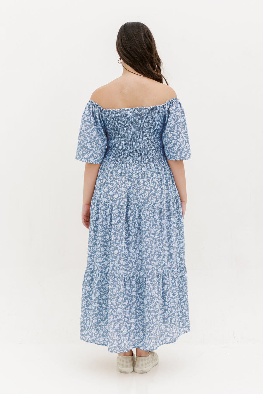 Flora Smocked Maxi Dress In Blue