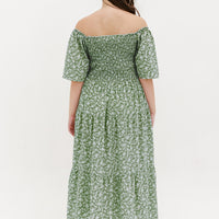 Flora Smocked Maxi Dress In Green