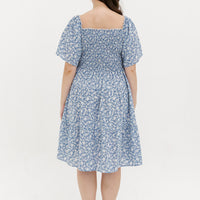 Flora Smocked Casual Dress In Blue