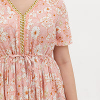 Camille Bohemian Tie Dress In Pink