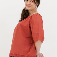 Mila Lace Top In Brick Red