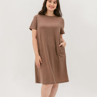 Kara Waffle Knit Midi Dress In Light Brown
