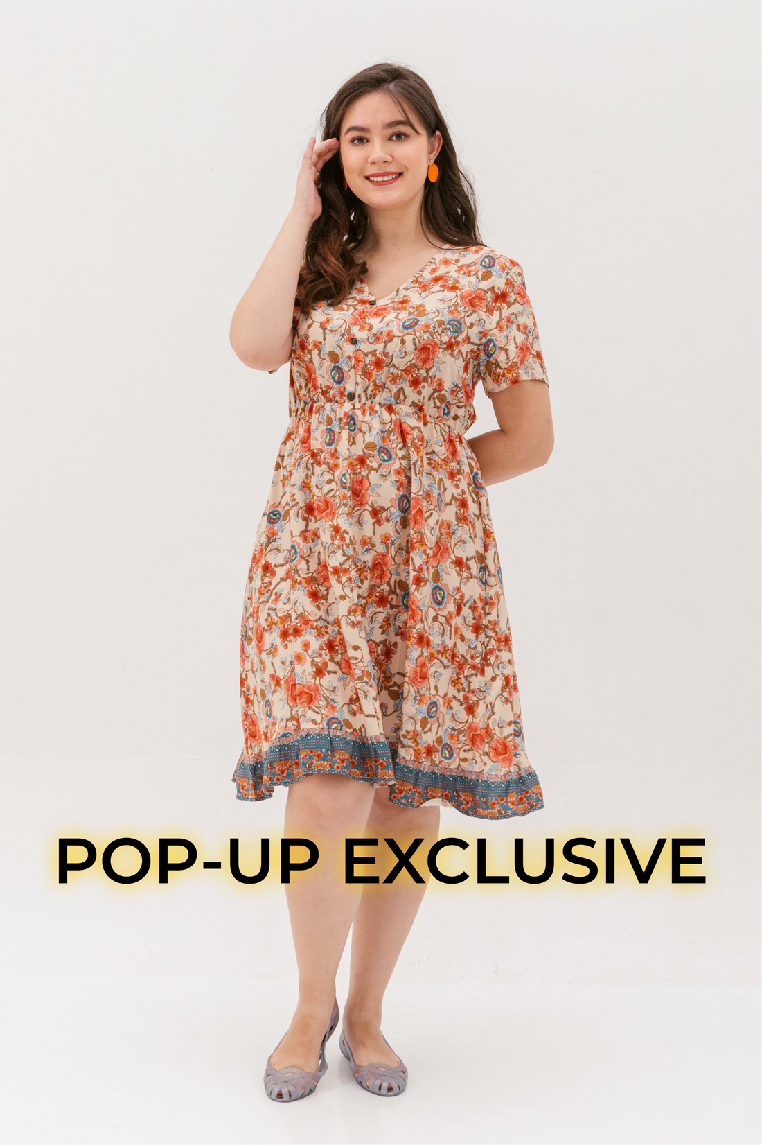 Estelle Bohemian Floral Dress In Cream