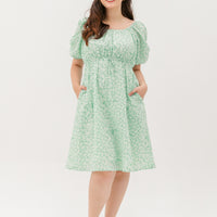 Sophia Textured Tie Dress In Spring Green