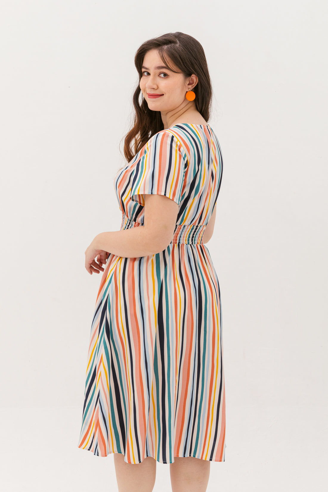 Audrey Midi Dress In Cream Stripes