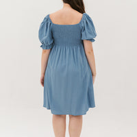 Shelley Smocked Dress In Slate Blue