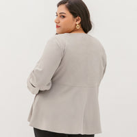 Bernadette Long-Sleeve Babydoll Top In Light Grey