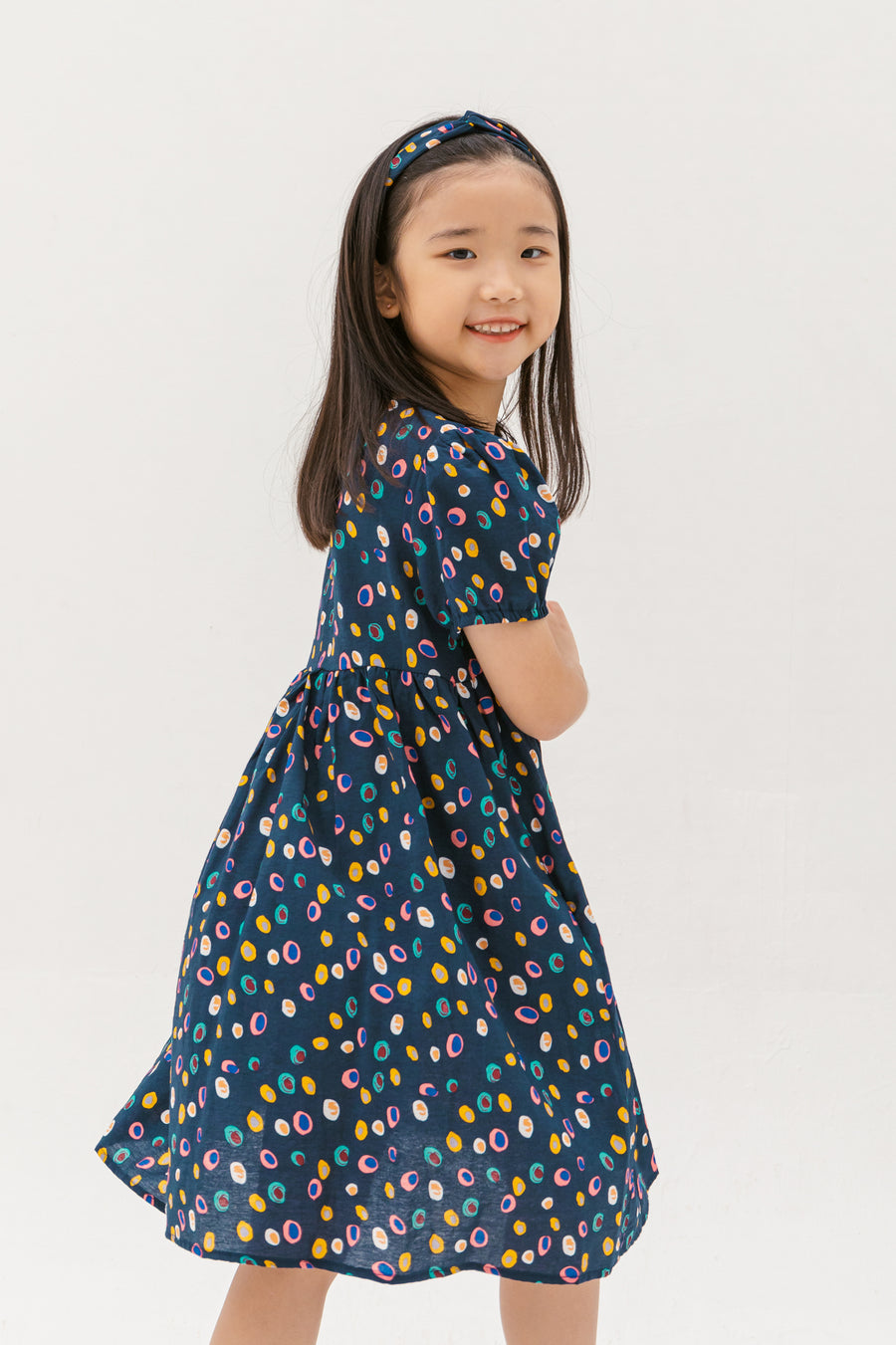 Danielle Colourful Dots Dress In Blue