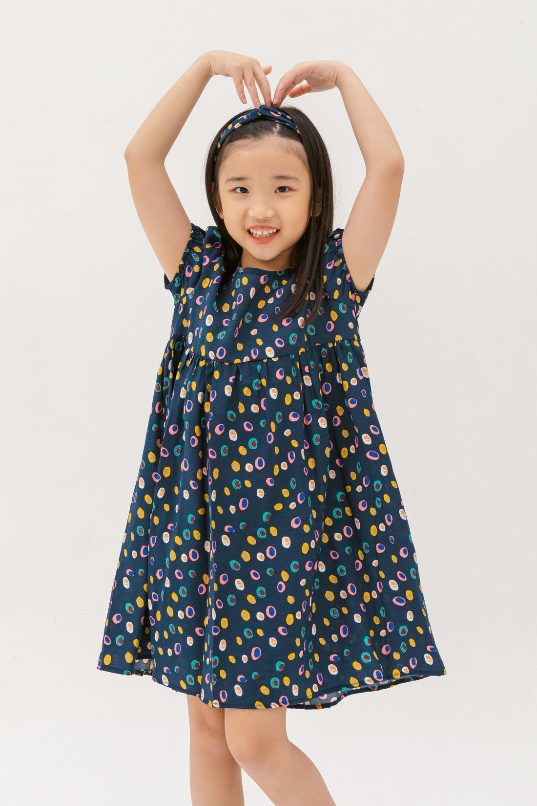 Danielle Colourful Dots Dress In Blue