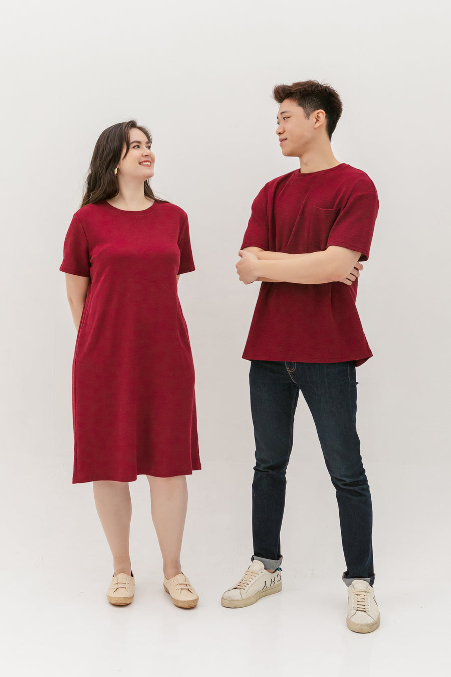 Kara Waffle Knit Midi Dress In Maroon